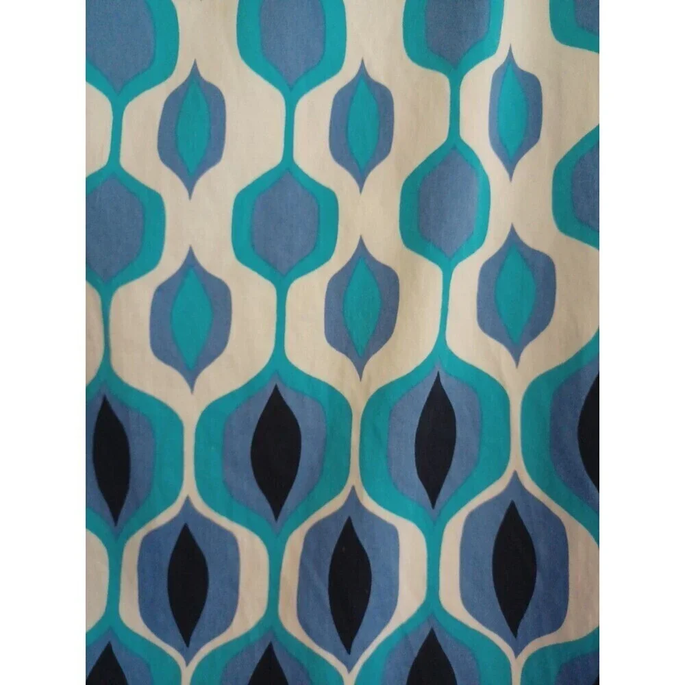 Talbots vintage blue white retro print pencil skirt 10 cotton stretch lined